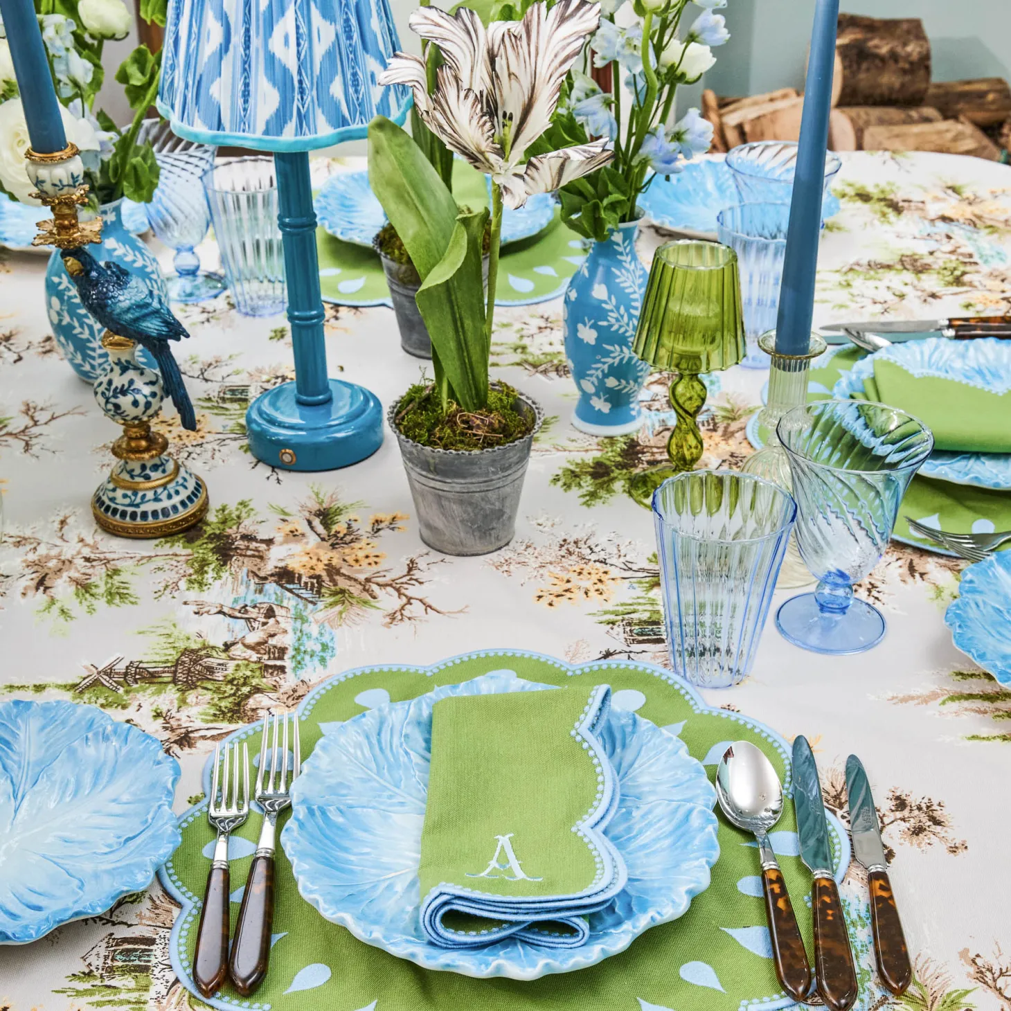 Bettina Green & Blue Placemats (Set of 4)