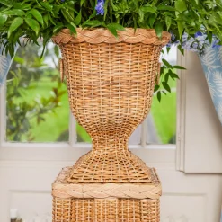Bettina Rattan Urn & Pedestal