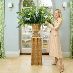 Bettina Rattan Urn & Pedestal