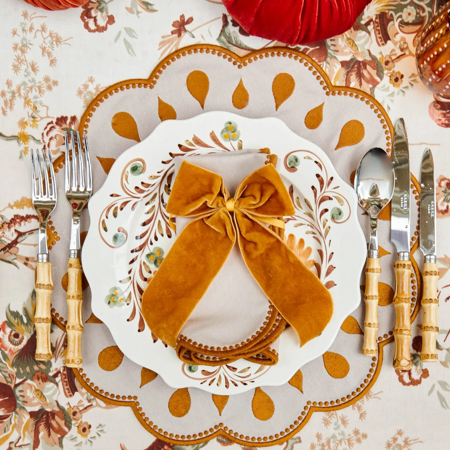 Bettina Taupe & Mustard Placemats & Napkins (Set of 4)