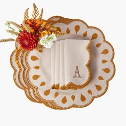 Bettina Taupe & Mustard Placemats & Napkins (Set of 4)