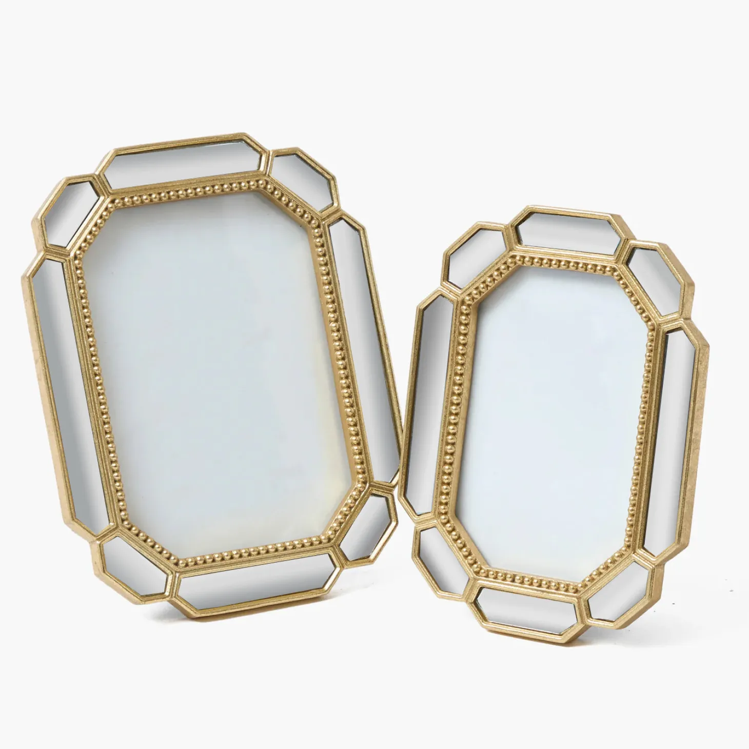 Beveled Edge Mirror Photo Frames (Set of 2)