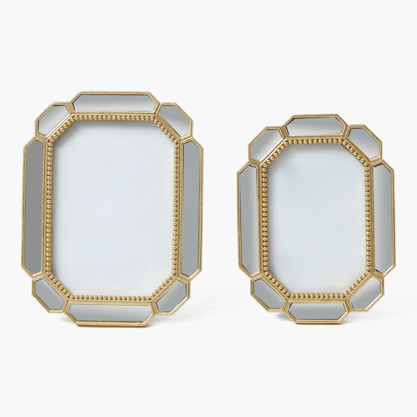 Beveled Edge Mirror Photo Frames (Set of 2)