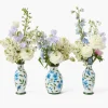 Blue & Green Hand Painted Tole Bud Vases (Set of 3)