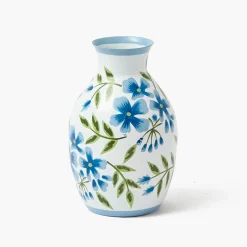 Blue & Green Hand Painted Tole Bud Vases (Set of 3)