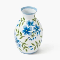Blue & Green Hand Painted Tole Bud Vases (Set of 3)