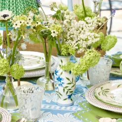 Blue & Green Hand Painted Tole Bud Vases (Set of 3)