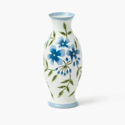 Blue & Green Hand Painted Tole Bud Vases (Set of 3)