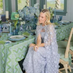 Blue & Green Ikat Tablecloth