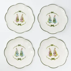 Blue & Pink Cottontail Bunny Dinner Plates (Set of 4)