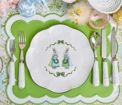 Blue & Pink Cottontail Bunny Dinner Plates (Set of 4)