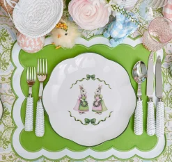 Blue & Pink Cottontail Bunny Dinner Plates (Set of 4)
