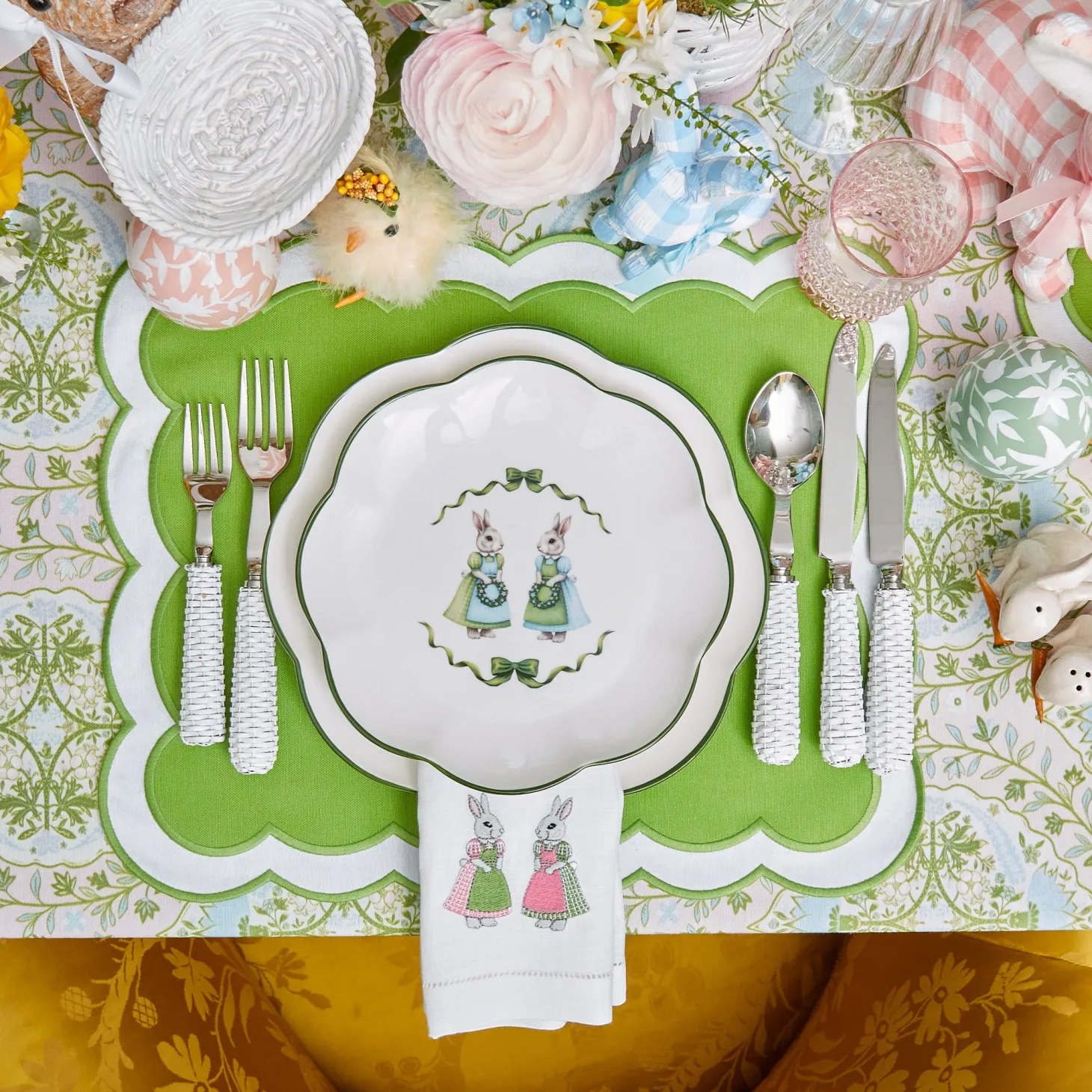 Blue & Pink Cottontail Bunny Starter Plates (Set of 4)