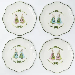 Blue & Pink Cottontail Bunny Starter Plates (Set of 4)