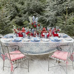 Blue & Red Hand Embroidered Father Christmas Napkins (Set of 4)