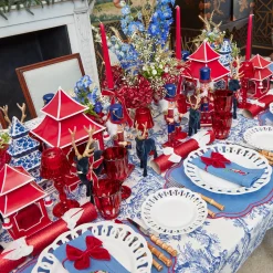 Blue & Red Hand Embroidered Father Christmas Napkins (Set of 4)