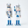 Blue & White Glitter Nutcrackers (Pair)