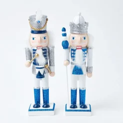 Blue & White Glitter Nutcrackers (Pair)