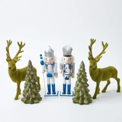 Blue & White Glitter Nutcrackers (Pair)