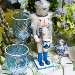 Blue & White Glitter Nutcrackers (Pair)