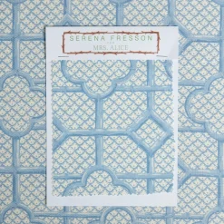 Blue Bamboo Trellis Fabric