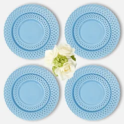 Blue Basketweave Dinner & Starter Plates (Set of 8)