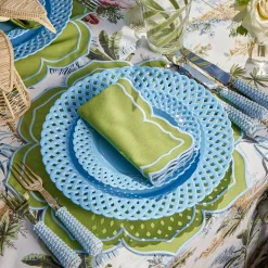 Blue Basketweave Dinner & Starter Plates (Set of 8)