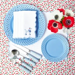 Blue Basketweave Dinner & Starter Plates (Set of 8)