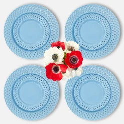 Blue Basketweave Dinner & Starter Plates (Set of 8)