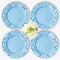 Blue Basketweave Dinner Plates (Set of 4)