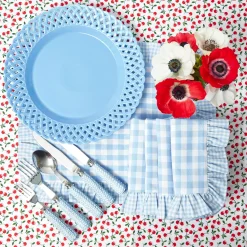 Blue Basketweave Dinner Plates (Set of 4)