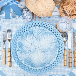 Blue Basketweave Dinner Plates (Set of 4)