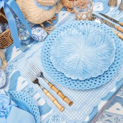 Blue Basketweave Dinner Plates (Set of 4)