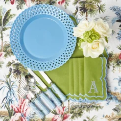 Blue Basketweave Dinner Plates (Set of 4)