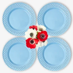 Blue Basketweave Dinner Plates (Set of 4)