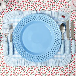 Blue Basketweave Dinner Plates (Set of 4)