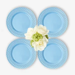 Blue Basketweave Starter Plates (Set of 4)