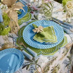 Blue Basketweave Starter Plates (Set of 4)