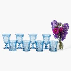 Blue Fern Engraved Glassware (Set of 8)