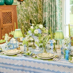 Blue Fern Stripe Tablecloth