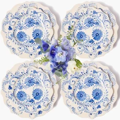 Blue Flowers Dinner & Starter Plates (Set of 8)