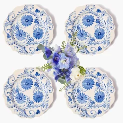 Blue Flowers Starter Plates (Set of 4)