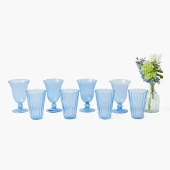 Blue Fluted Glassware (Set of 8)
