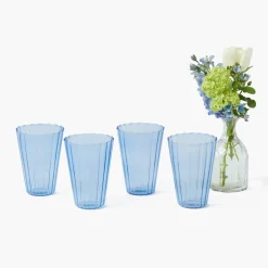 Blue Fluted Water Glasses (Set of 4)