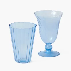 Blue Fluted Wine Glasses (Set of 4)