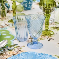 Blue Fluted Wine Glasses (Set of 4)
