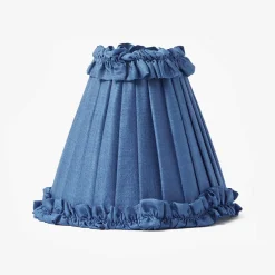 Blue Frilled Silk Lampshade (18cm)