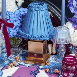 Blue Frilled Silk Lampshade (18cm)