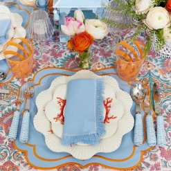 Blue Fringe Napkins (Set of 4)