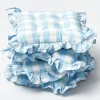 Blue Gingham Ruffle Seat Pad Cushion (Set of 4)
